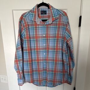 Charleston Threads Plaid Cotton Long Sleeve Button-Up Shirt Men's XL
